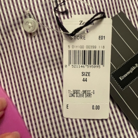 Long sleeve shirt, purple /white size 17.1/2 - Picture 5 of 6